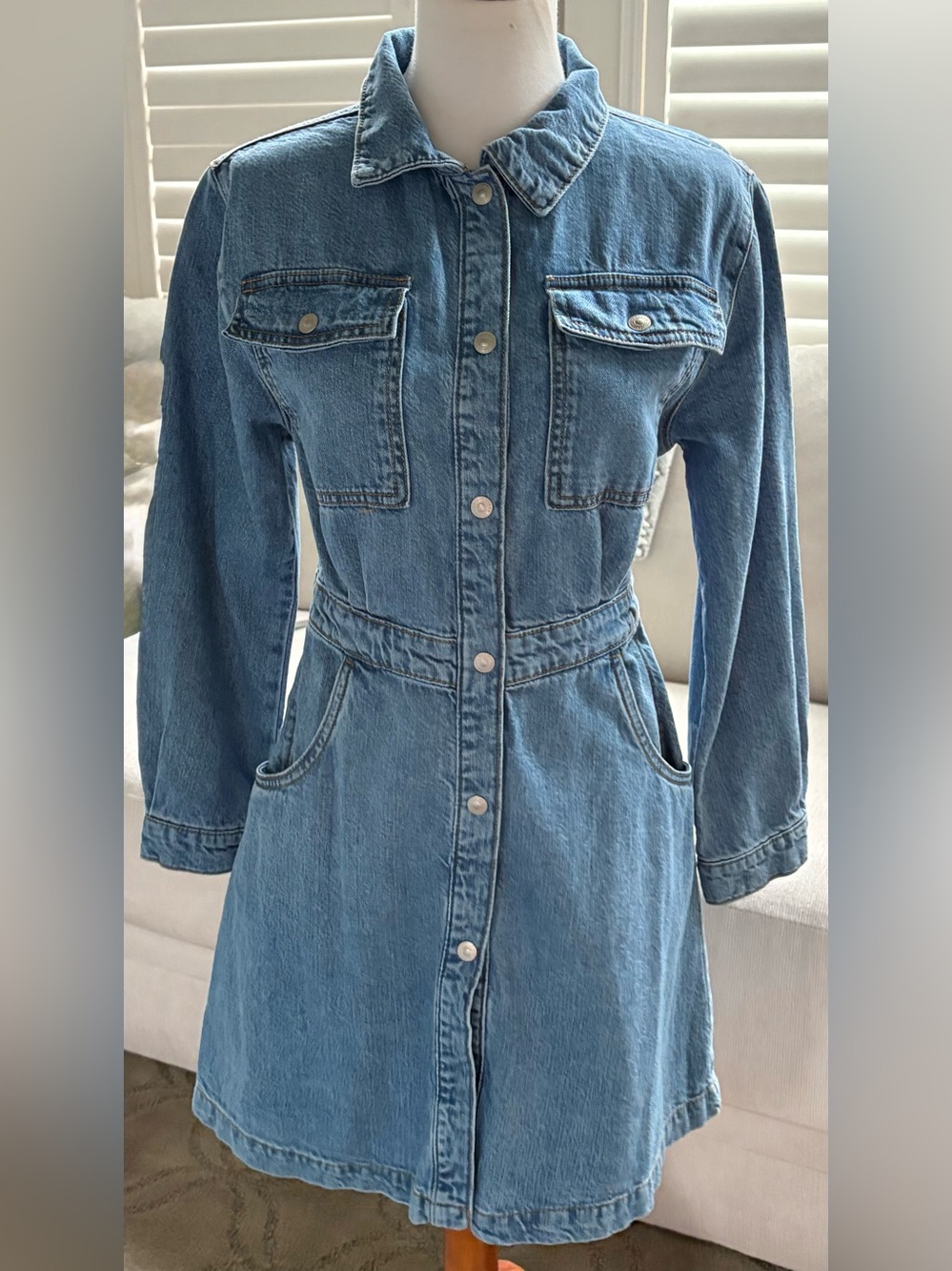 Zara Girls Long Sleeve Denim Shirt Dress Size 13-14-NWT